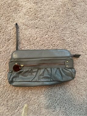 Aldo Gray Ruched Wristlet Clutch with Gold-Tone Details